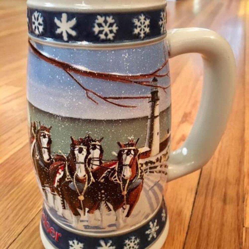 Budweiser VTG 1994 Lighting The Way Christmas Beer Stein Mug Clydesdales Horses